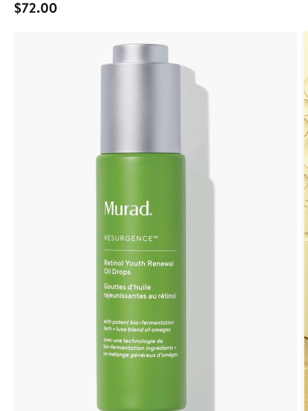 Murad Resurgence Retinol Youth Renewal Oil Drops — green with silver cap